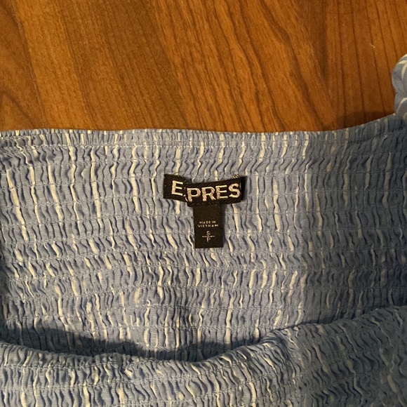 Blue and white stripe, off shoulder with built in tube top. - Picture 2 of 5